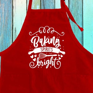 Baking Spirits Bright Funny Baking Apron w/ Pocket| Baking Cake Cookies Bread Winter Holiday| Holiday Baking Funny Gift Family Kitchen Apron
