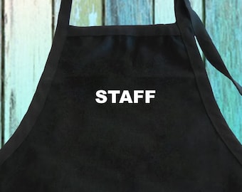 Staff Apron with Pockets: Cotton Polyester Blend, Adjustable Neck