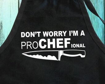 Delantal de chef divertido con bolsillos: regalo para cocinero profesional y maestro de la barbacoa.