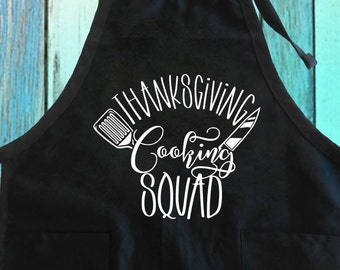 Thanksgiving Cooking Squad Apron | Cotton Polyester Blend Kitchen Apron