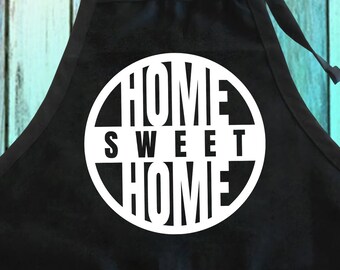 Delantal Home Sweet / Delantal de cocina de mezcla de algodón con bolsillos