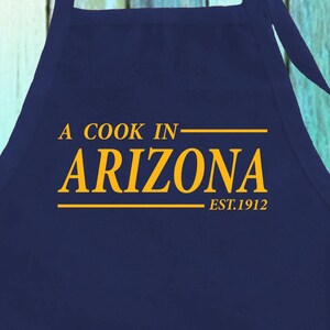 A Cook In Arizona EST Hometown Cooking Apron w/ Pocket| Arizona AZ State Chef Team Apron| Cooking BBQ Baking Chef Gift Full-Length Apron