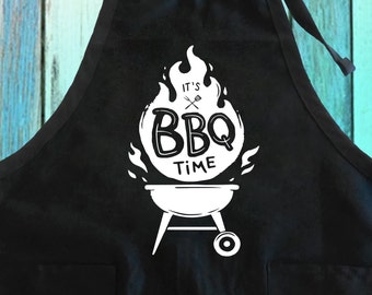 BBQ Time Apron: Funny Grill Master Gift with Pockets