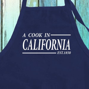 A Cook In California EST Hometown Cooking Apron w/ Pocket| California CA State Chef Team Apron| Cooking Grilling Chef Gift Full-Length Apron