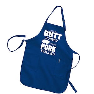 Butt Rubbed Pork Pulled Apron: BBQ Meat Lover Gift Blue
