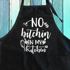 No Ladys and Girls In My Kitchen Funny Apron w / Pockets / Don&#39;t Go My Kitchen Funny Apron / Grilling Baking BBQ Kitchen Funny Gift Bib Delantal