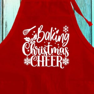 Tablier de cuisson drôle de joie de Noël avec poche | Joyeux Noël Hiver Cuisine Griller Cuisson Vacances Cadeau Drôle Dessert Tablier De Cuisine