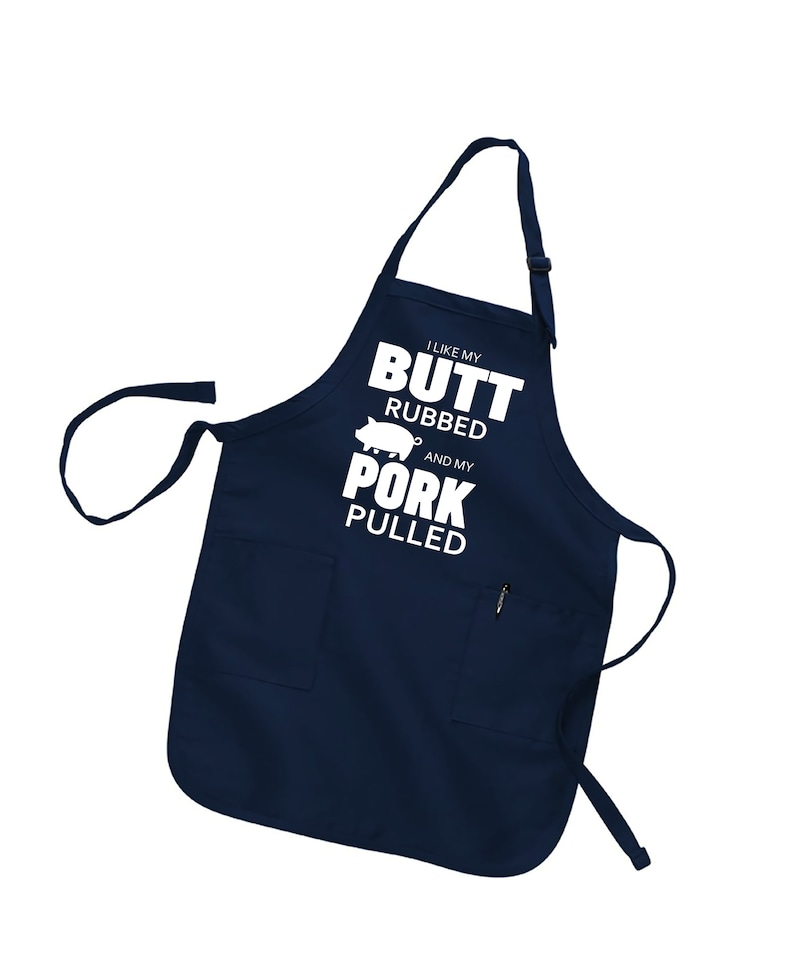 Butt Rubbed Pork Pulled Apron: BBQ Meat Lover Gift Navy Blue