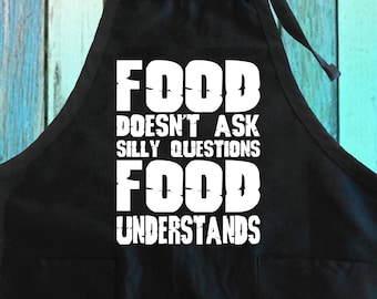 Funny Food Saying Apron: Cotton Polyester Blend Kitchen Apron