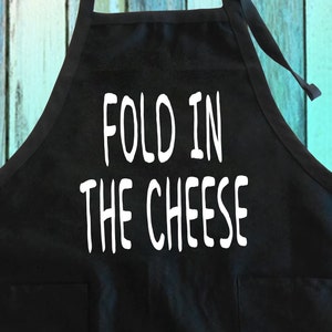 Fold In The Cheese Funny Apron w/ Pockets| Cheese Lover Apron| Funny Bake Cooking Grill BBQ Mom&#39;s Gift Full-Length Apron w/ Pockets