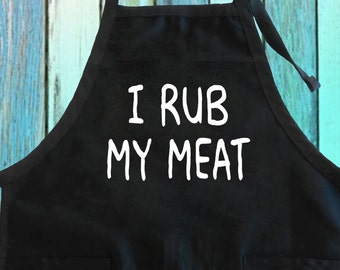 I Rub My Meat Funny BBQ Apron with Pockets