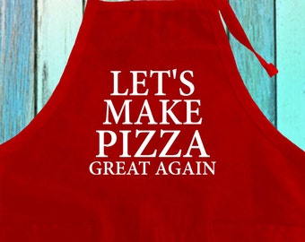 Funny Pizza Apron | "Let's Make Pizza Again" Cotton-Blend Kitchen