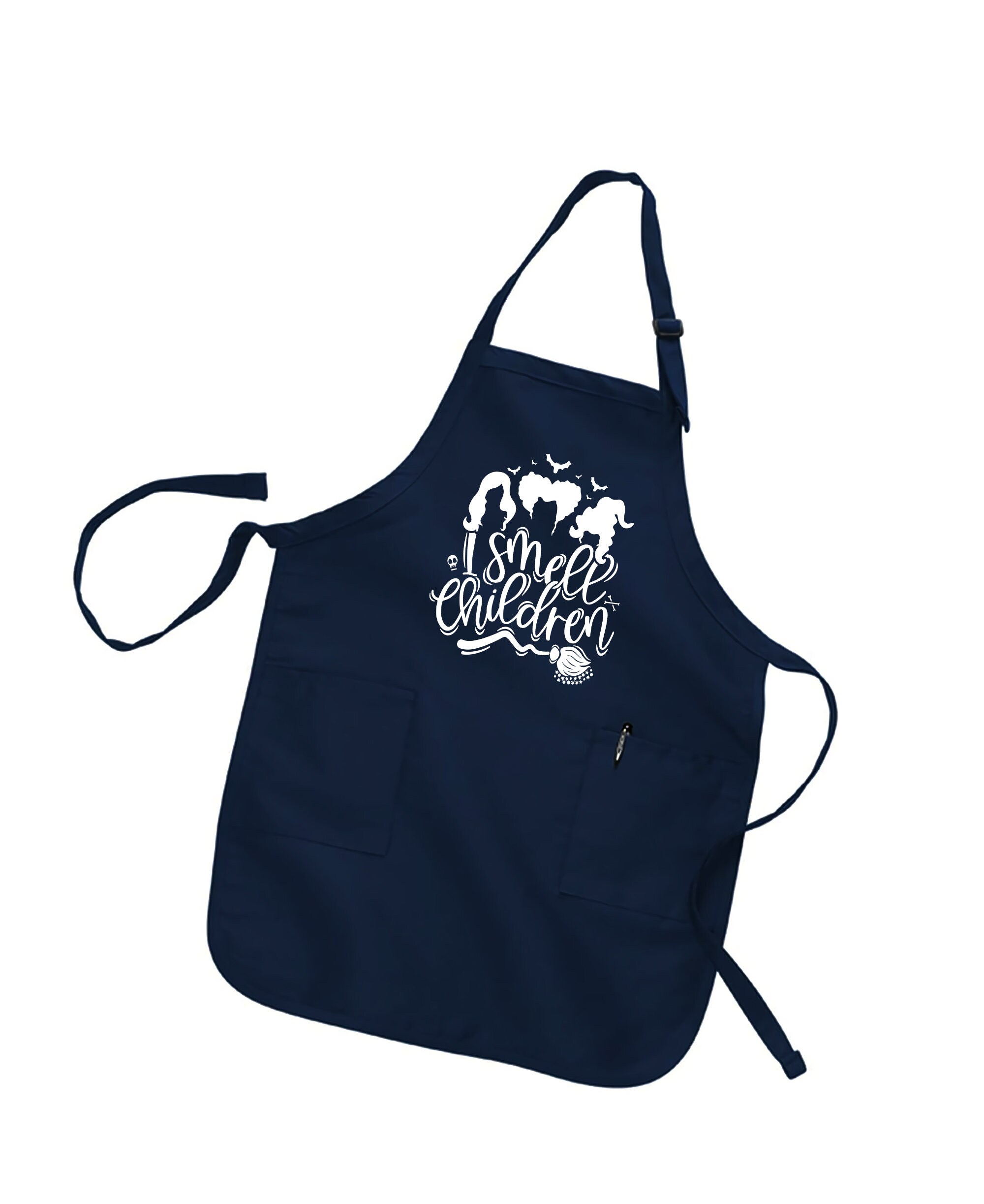 Luckily&Day Grembiule da cucina con stampa grigia con pipistrelli di Halloween, con tasche, per donne, per cucinare al forno, giardinaggio, bianco, taglia unica, Bianco, taglia unica