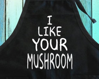 Funny Mushroom Apron with Pockets - Cooking Grill Apron
