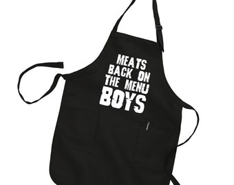 Meats Back On The Menu Boys Funny Cooking Apron W Pocket Etsy