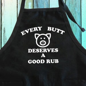 Every Butt Deserves A Good Rib Funny Apron w/ Pockets| Barbecue Pork Rib Apron| BBQ Meat Lover Cooking Grill Apron Gift Full-Length Apron