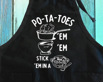 Delantal divertido con bolsillos para amantes de las patatas: regalo de cocina y repostería
