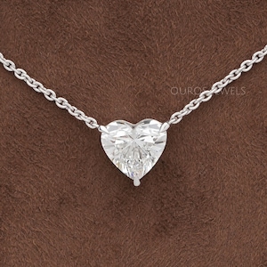 Heart cut sale solitaire diamond necklace