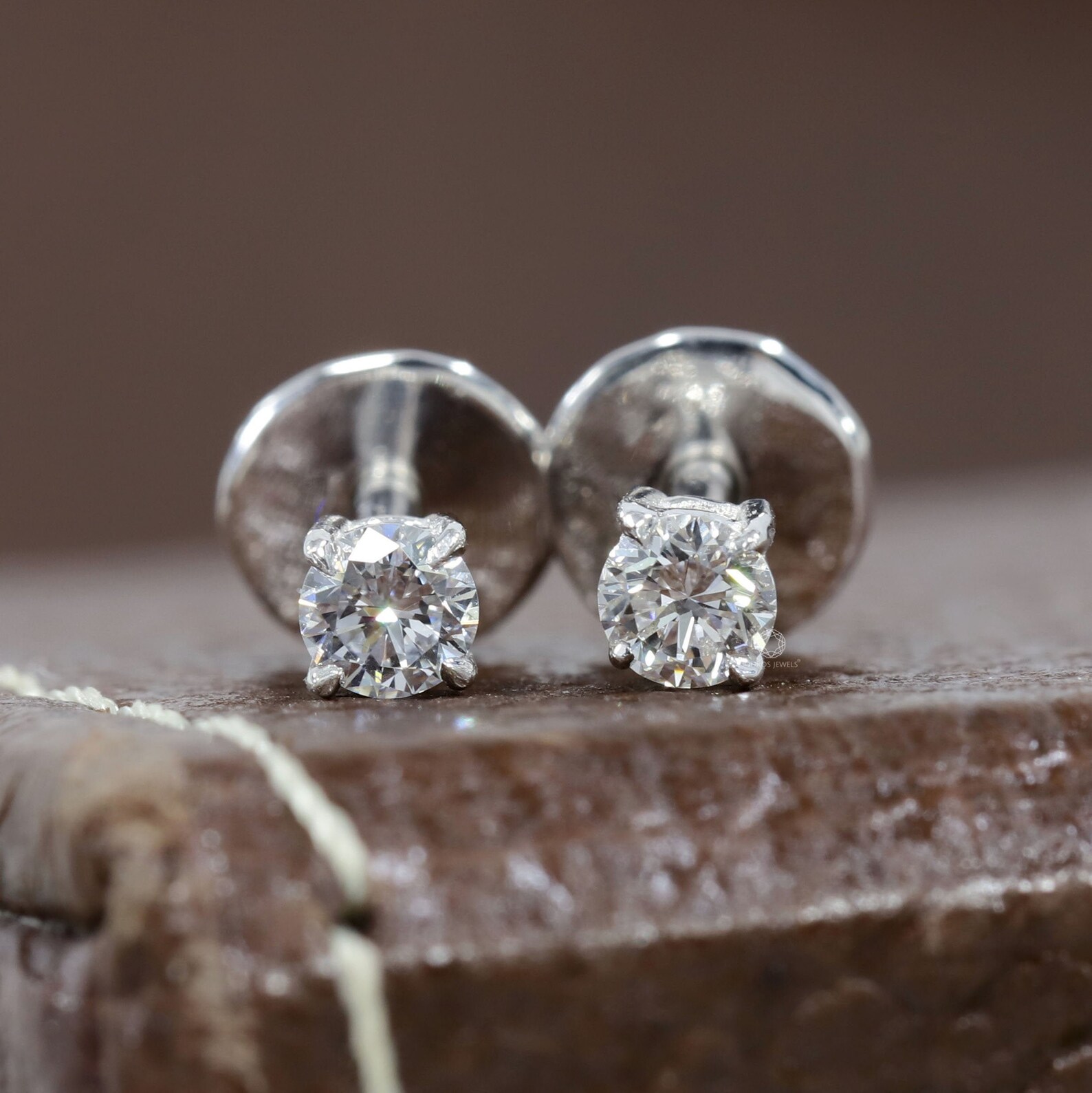0.20 TCW Round Lab Grown Diamond Stud Earrings/ 14K White Gold | Etsy