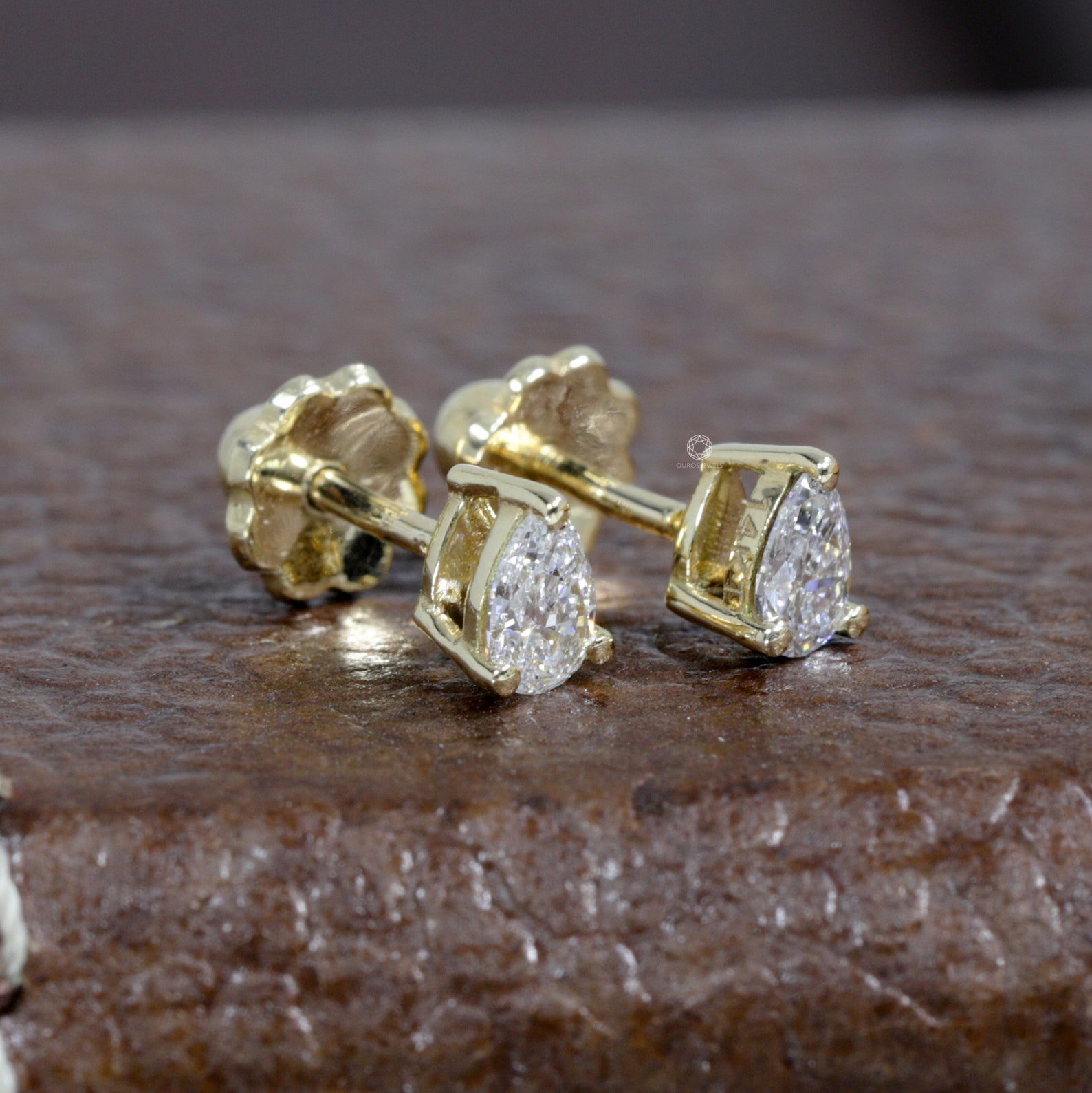 Pear Lab Grown Diamond Stud Earrings/ Martini Setting Stud Etsy