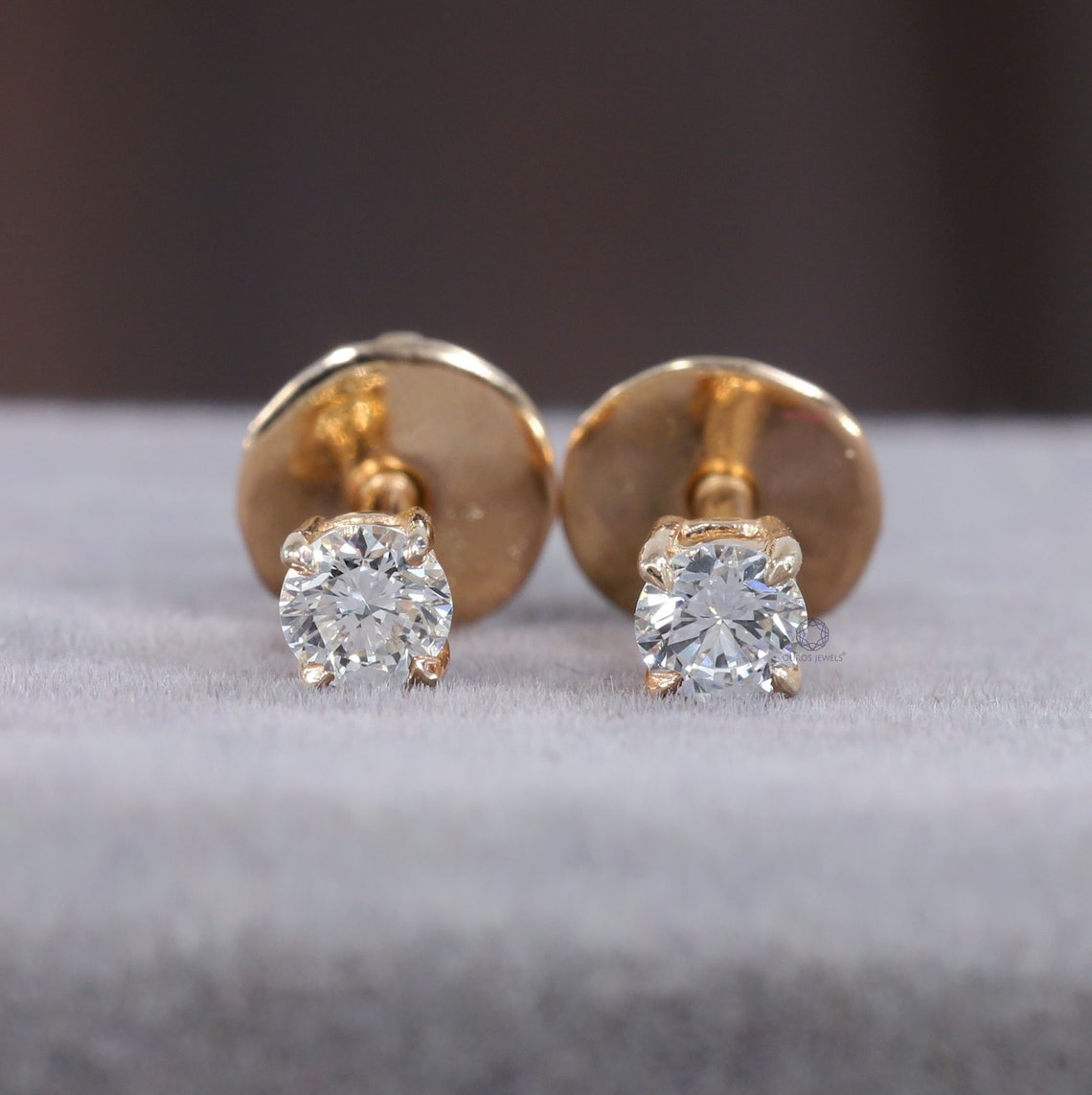 0.20 TCW Round Lab Grown Diamond Stud Earrings/ 14K White Gold Etsy