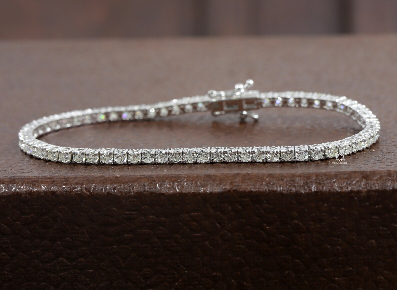Diamond Charm Bracelet/ Round Diamond White Gold Bracelet/ Etsy