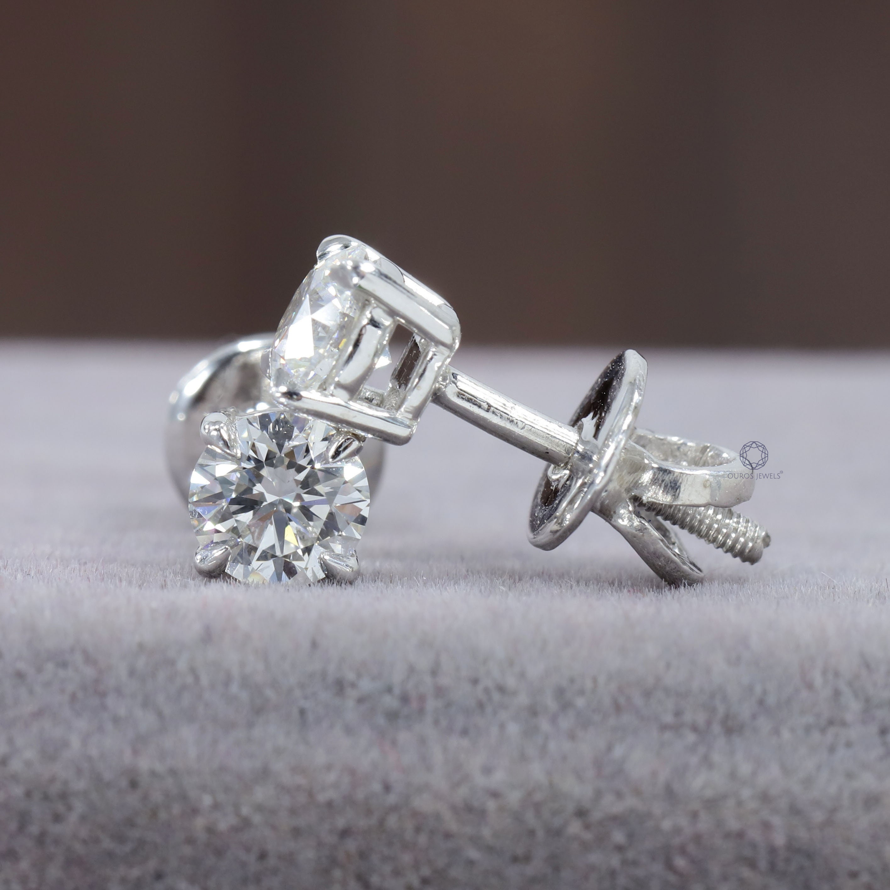 1.00 TCW Round Diamond Stud Earrings/ 14K Gold Classic Screw Etsy