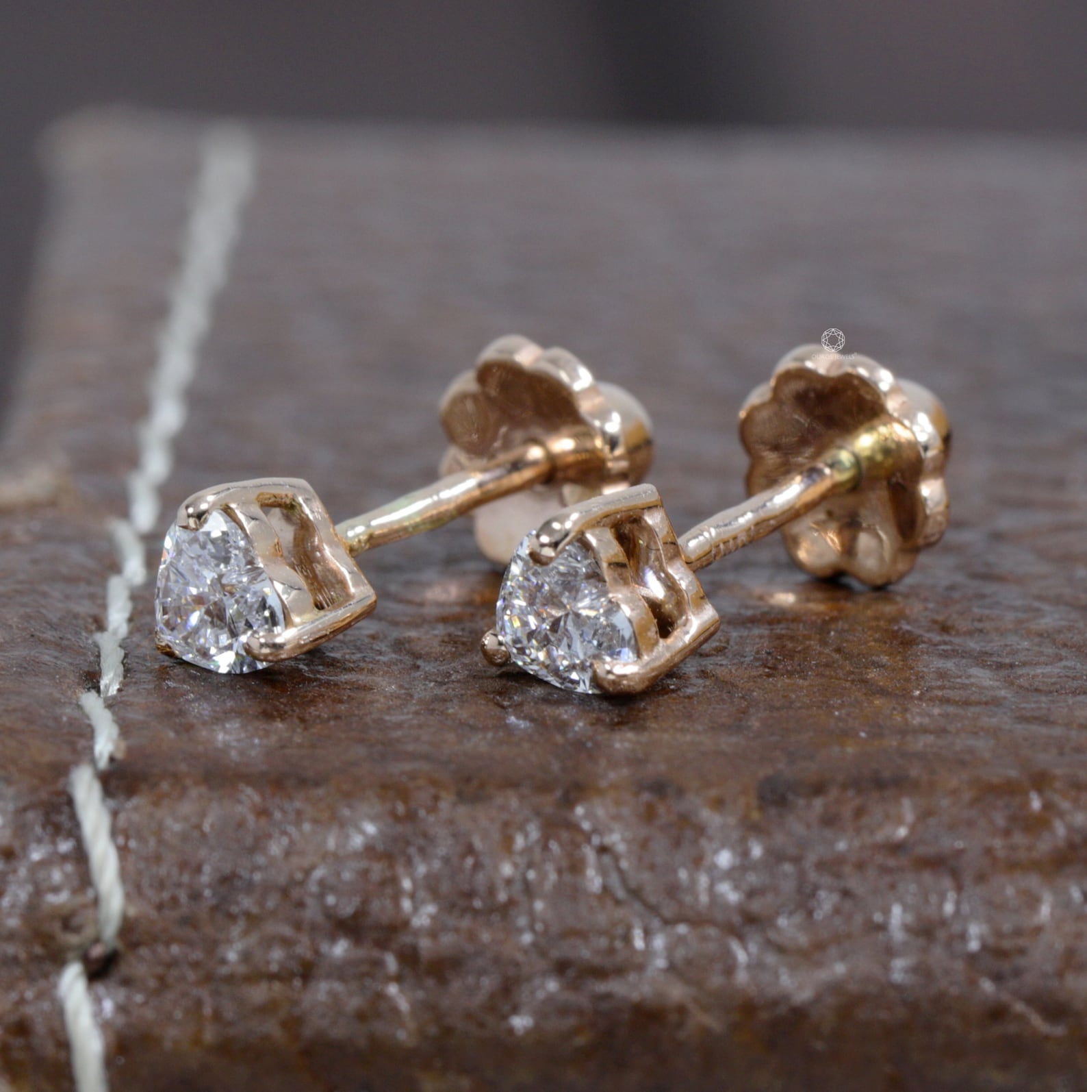 Heart Lab Grown Diamond Stud Earrings/ Martini Setting Diamond Etsy