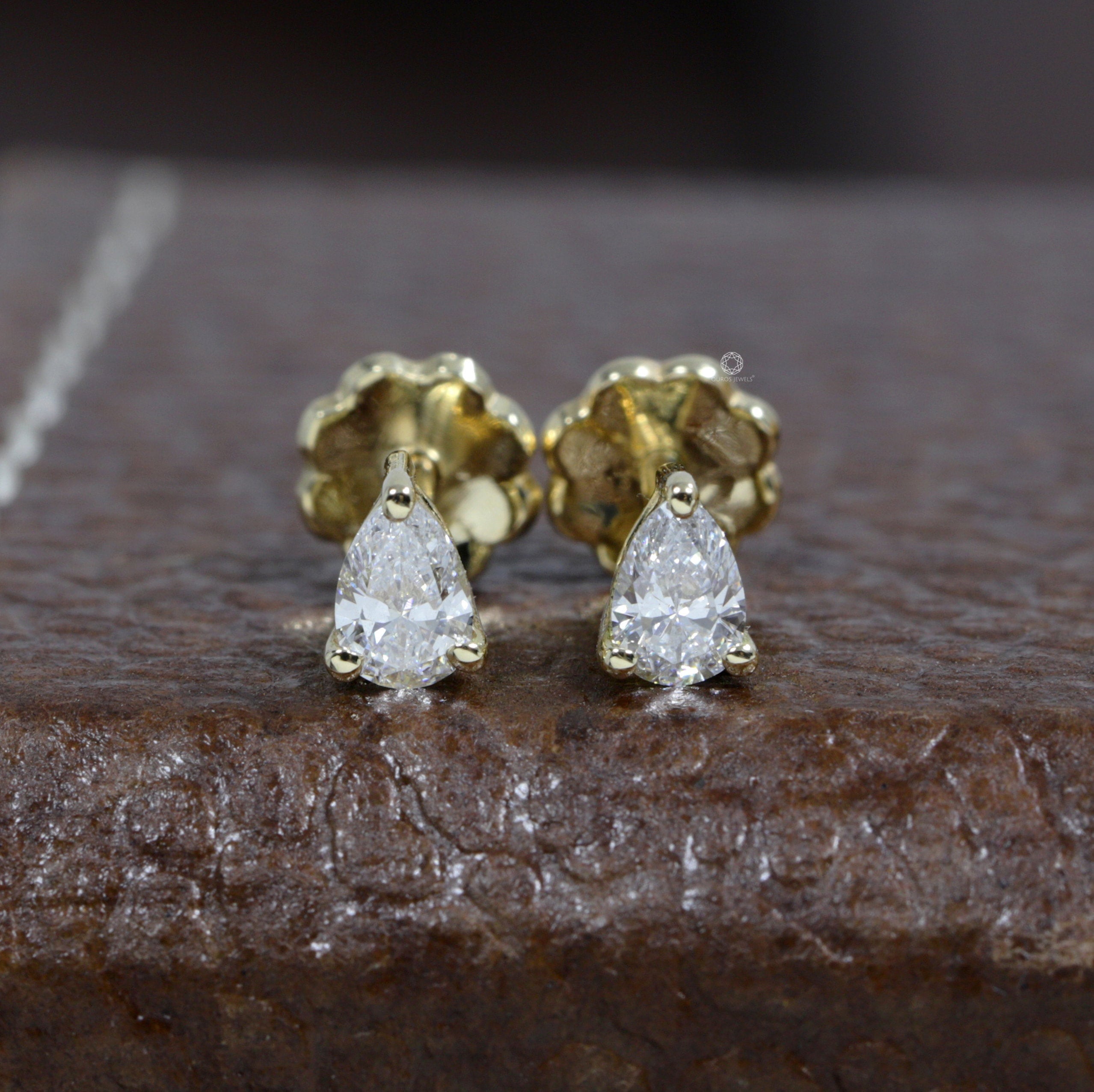 Pear Lab Grown Diamond Stud Earrings/ Martini Setting Stud Etsy
