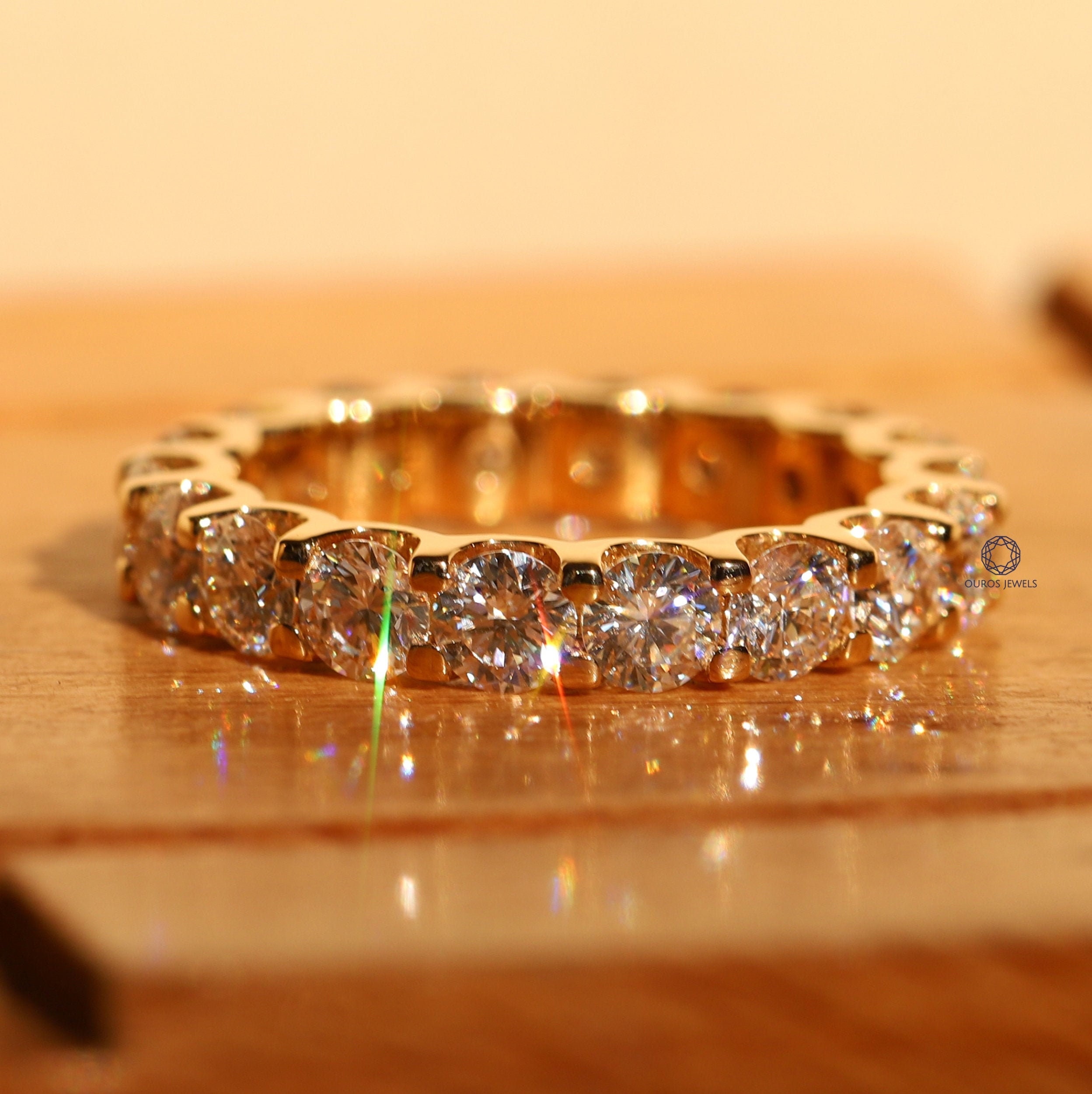 14k Solid Yellow Gold Eternity Band/ Stackable Ring/ Wedding Etsy