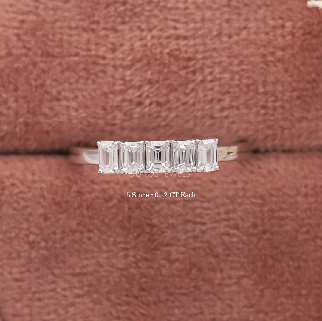 Certified Emerald Cut 5 & 7 Stone Lab Diamond Band / Wedding Eternity