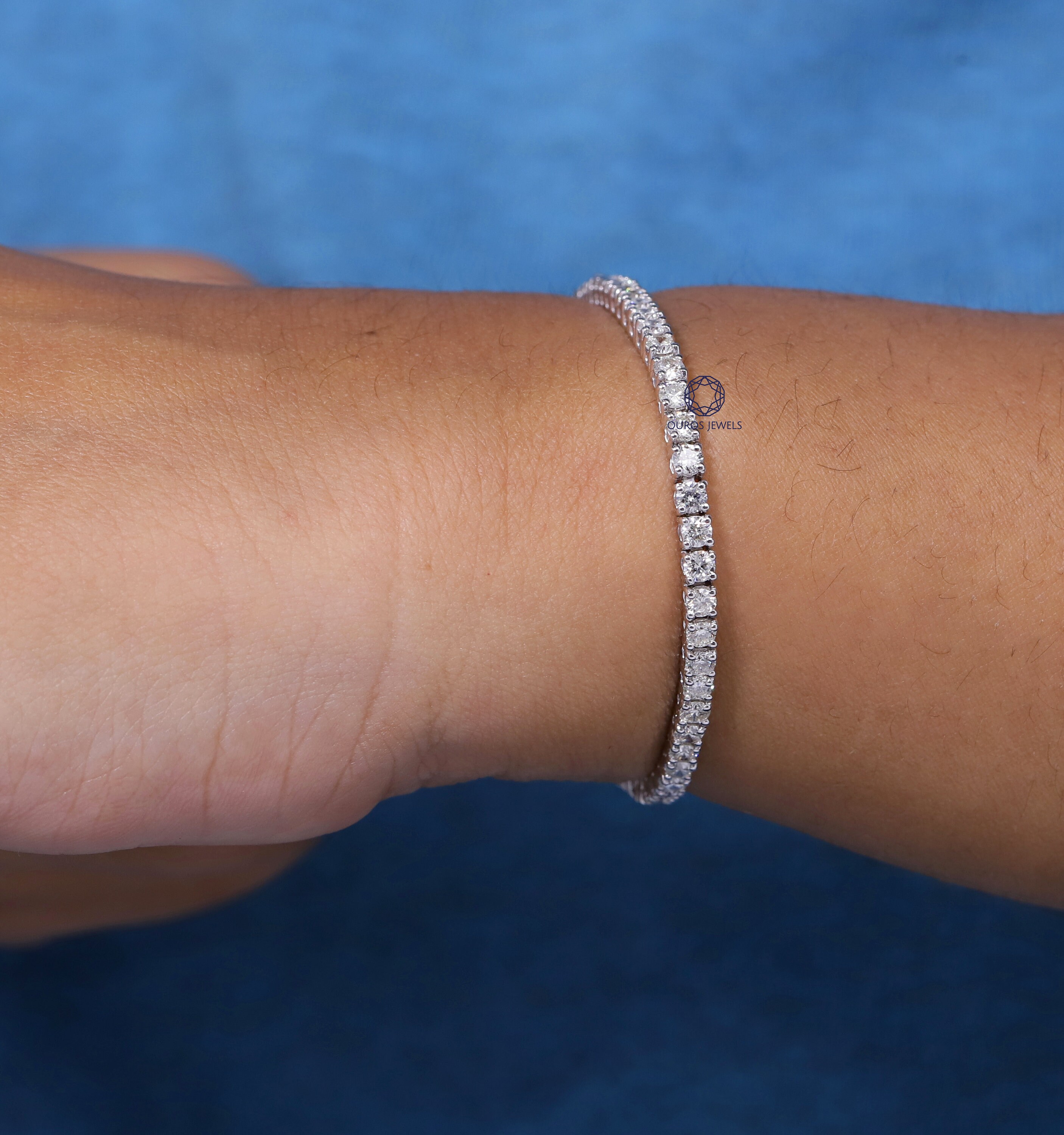 Diamond Charm Bracelet/ Round Diamond White Gold Bracelet/ Etsy