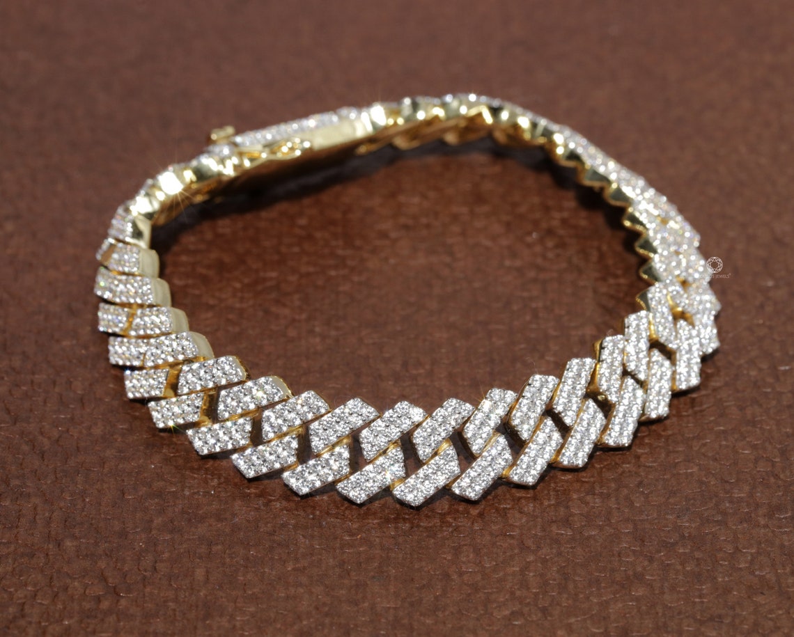 Men's Cuban Link Diamond Bracelet/ Lab Grown Diamond | Etsy