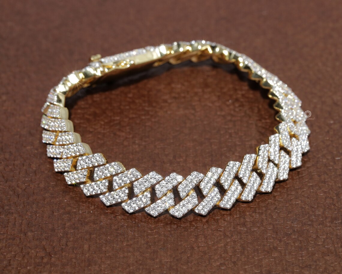 Men's Cuban Link Diamond Bracelet/ Lab Grown Diamond Etsy