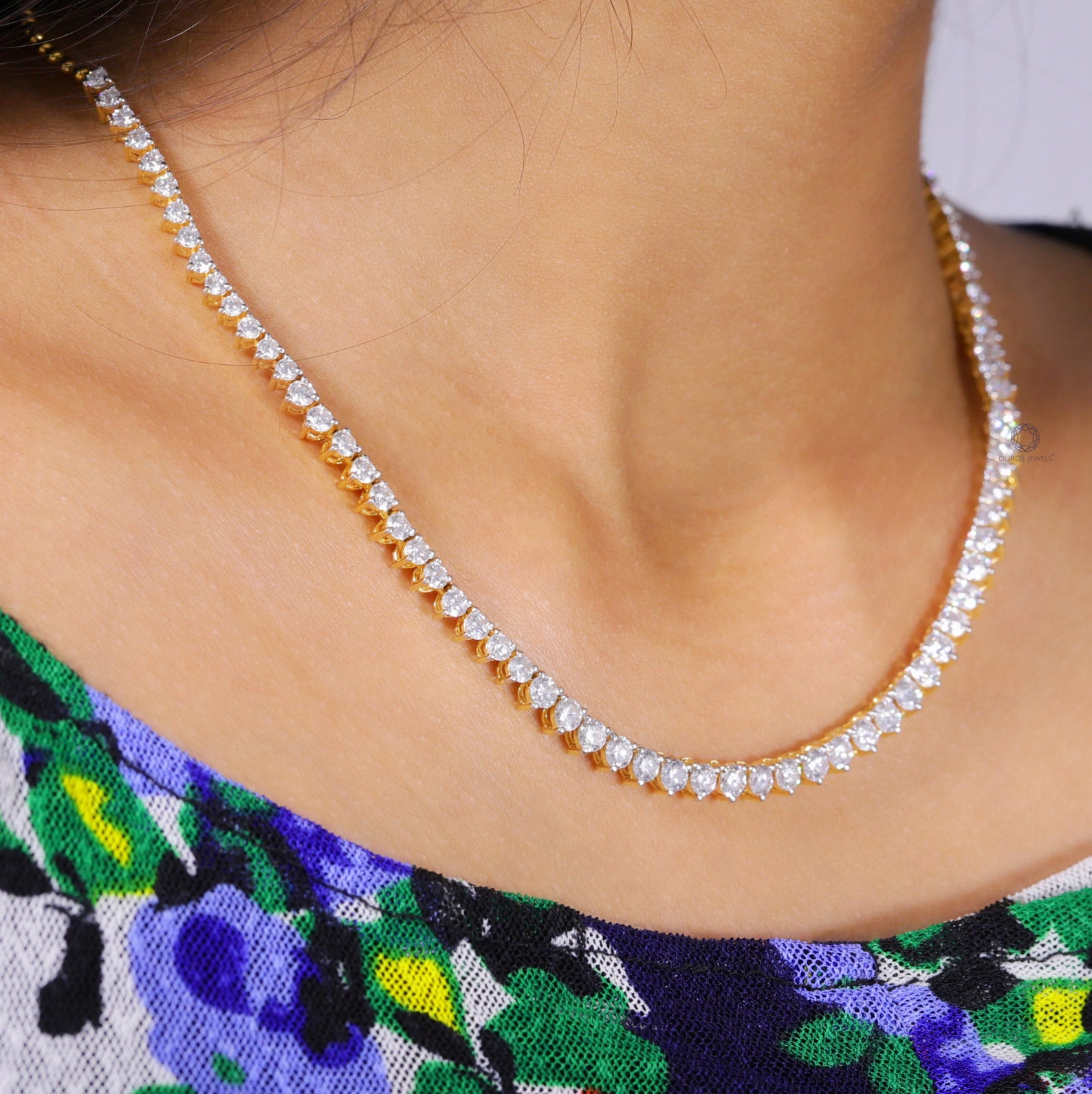 Lab Created Diamond Necklace / Wedding Tennis Chain Necklace Etsy España