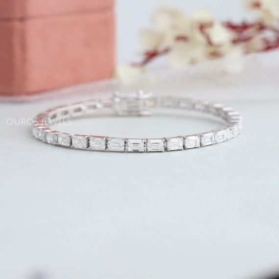 Emerald cut cheap diamond bracelet