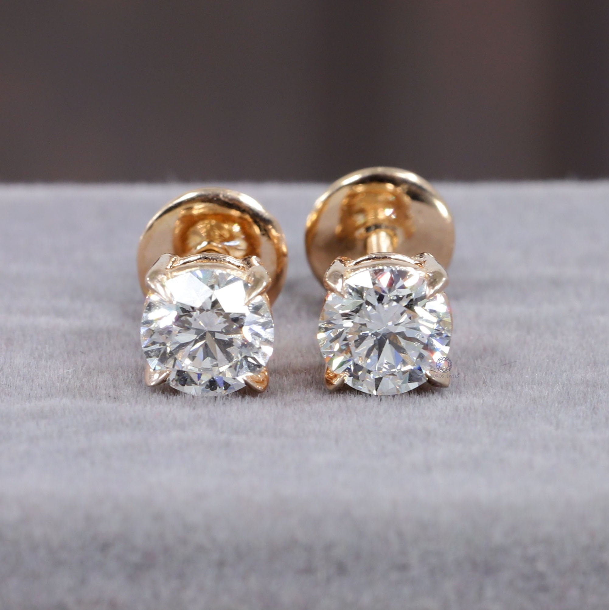 Diamond earrings solitaire studs Clearance