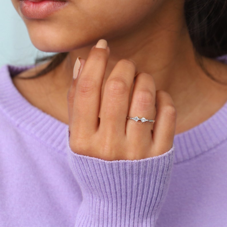 0.30 TCW Kite Cut Lab Grown Diamond Dainty Ring / Fancy Cut Etsy