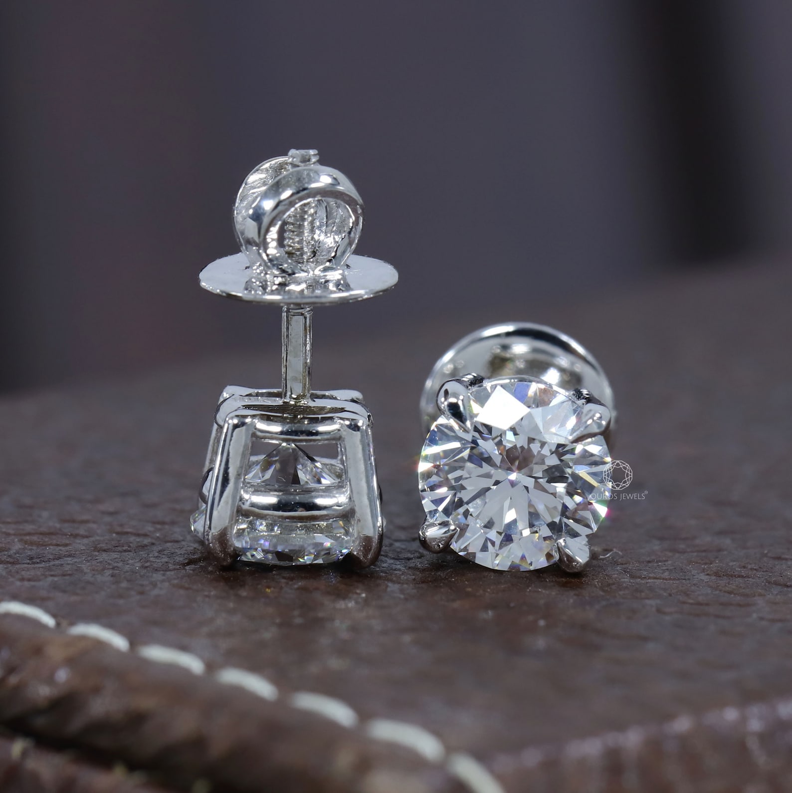 Lab Grown Diamond Studs / 4.00 TCW Round Cut Earrings / 950 | Etsy