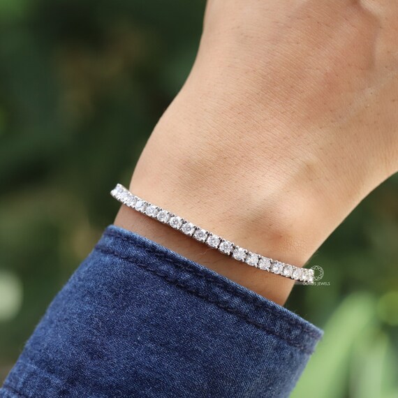 3.00 MM Round Lab Created Diamond Tennis Bracelet / White Gold Etsy India