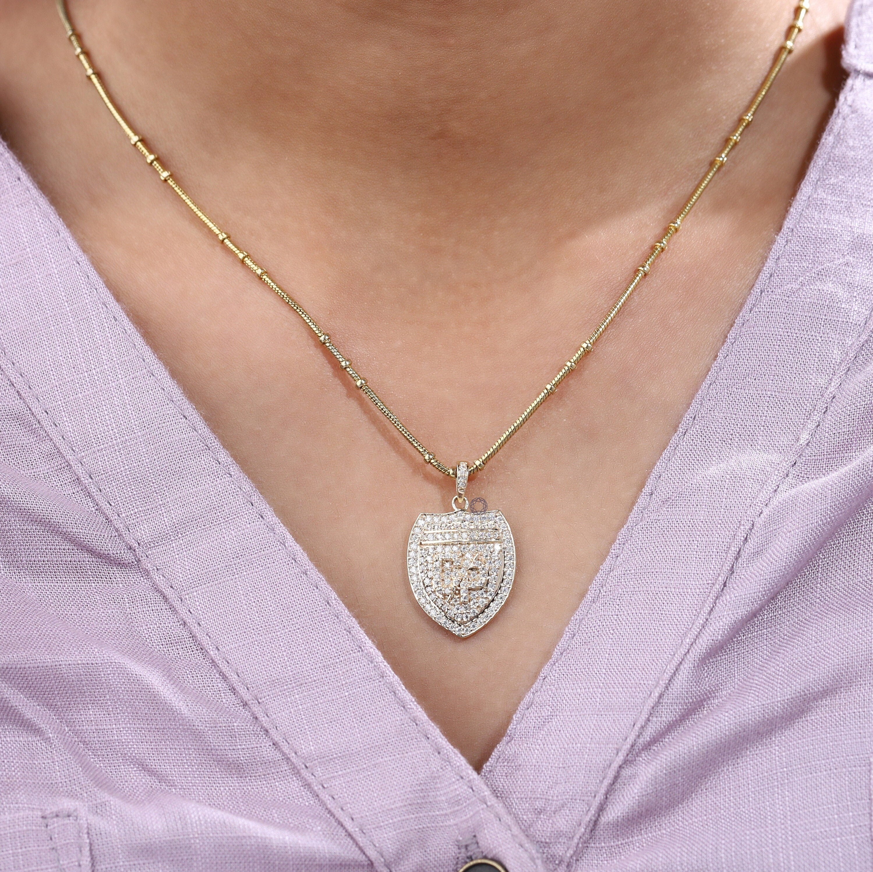 Round Diamond Letter Pendant / Lab 