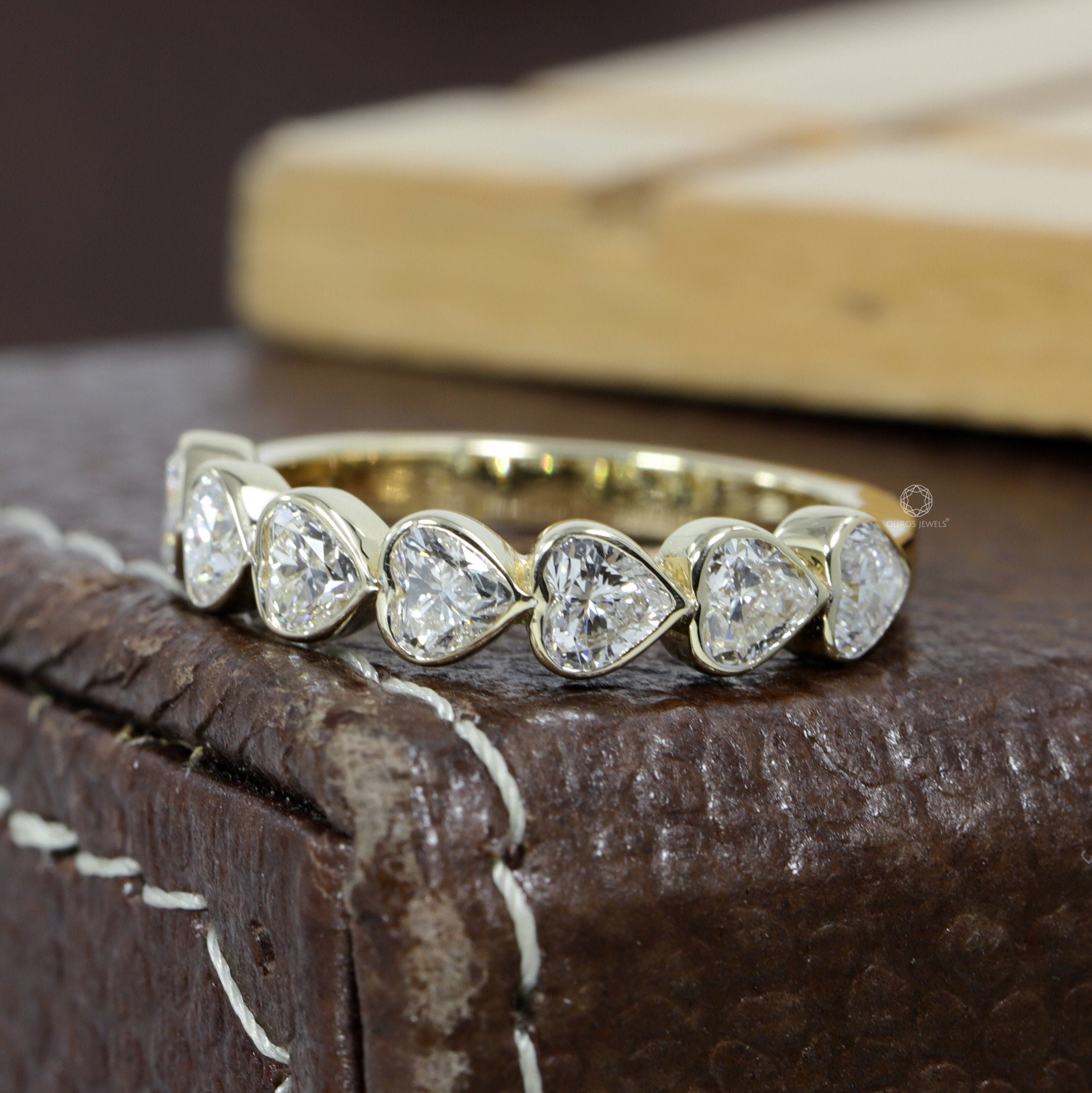 7 Stone Heart Half Eternity Band/ LabGrown Certified Band/ Etsy