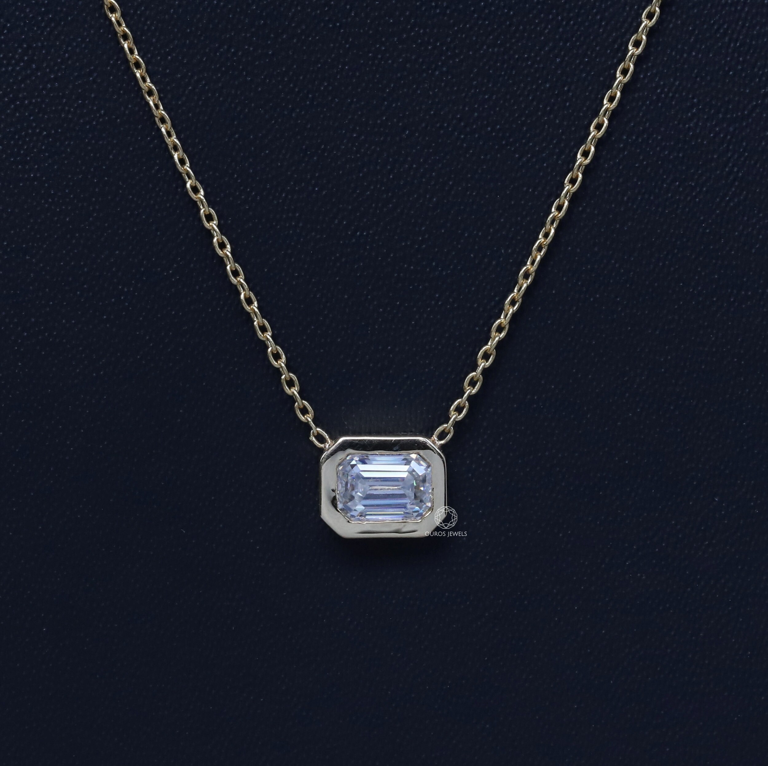 Bezel Set Diamond Pendant/ 6.004.00 MM Emerald Cut Diamond Etsy