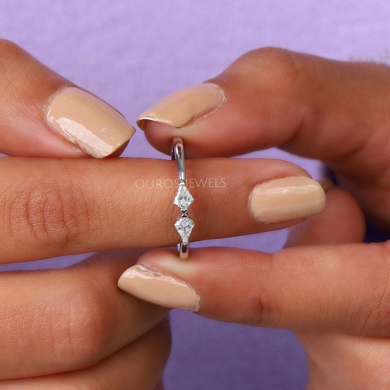 0.30 TCW Kite Cut Lab Grown Diamond Dainty Ring / Fancy Cut Etsy