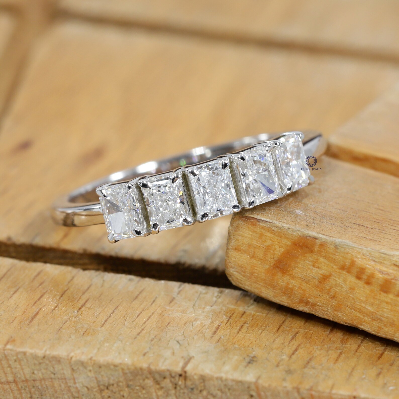Radiant Half Eternity Ring / LabGrown Diamond Band / Five Etsy