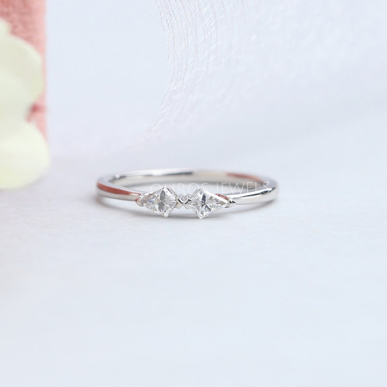 0.30 TCW Kite Cut Lab Grown Diamond Dainty Ring / Fancy Cut Etsy