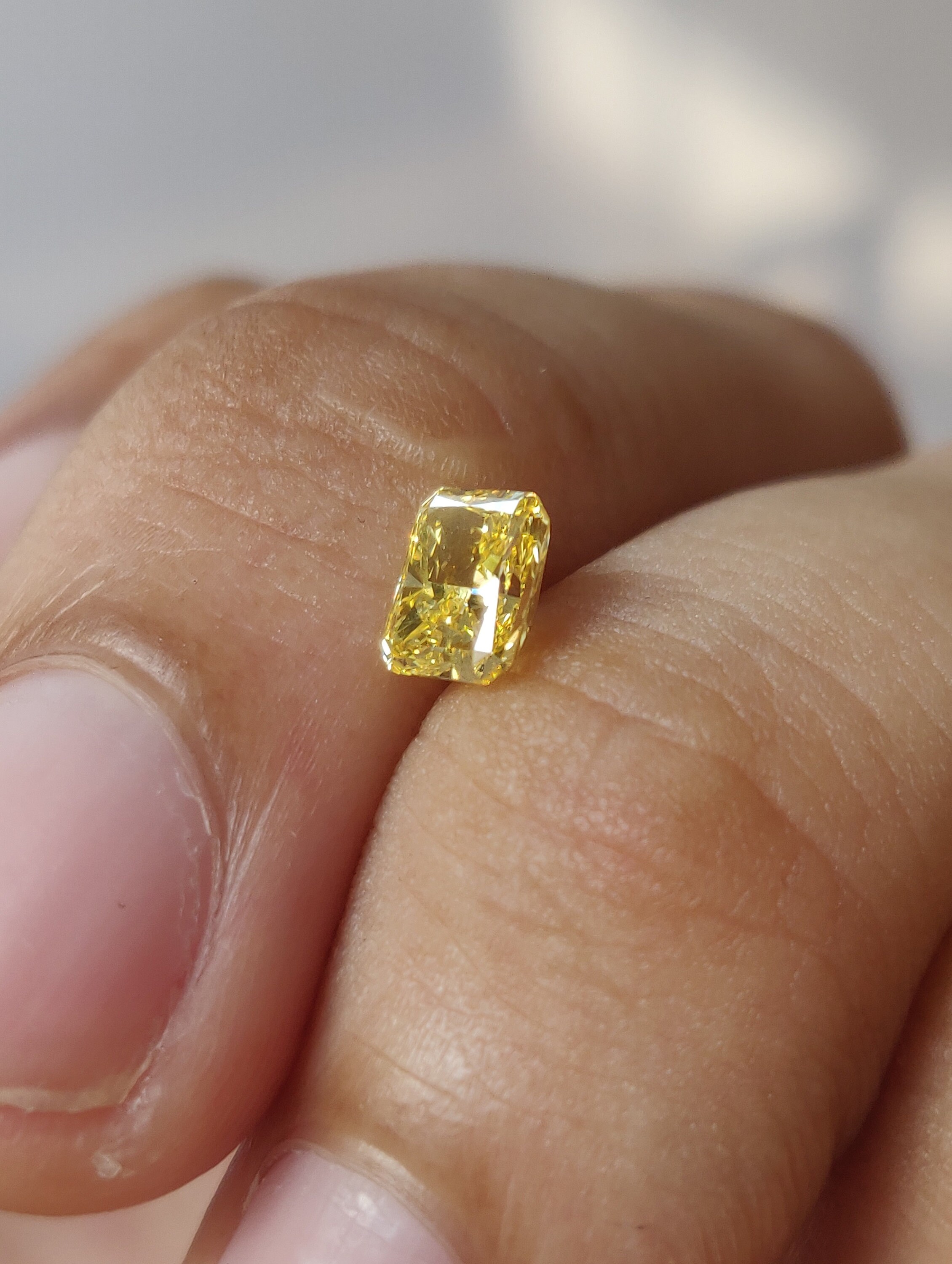 Vivid Yellow Lab Grown Diamond/ 0.74 CT Yellow Radiant Etsy