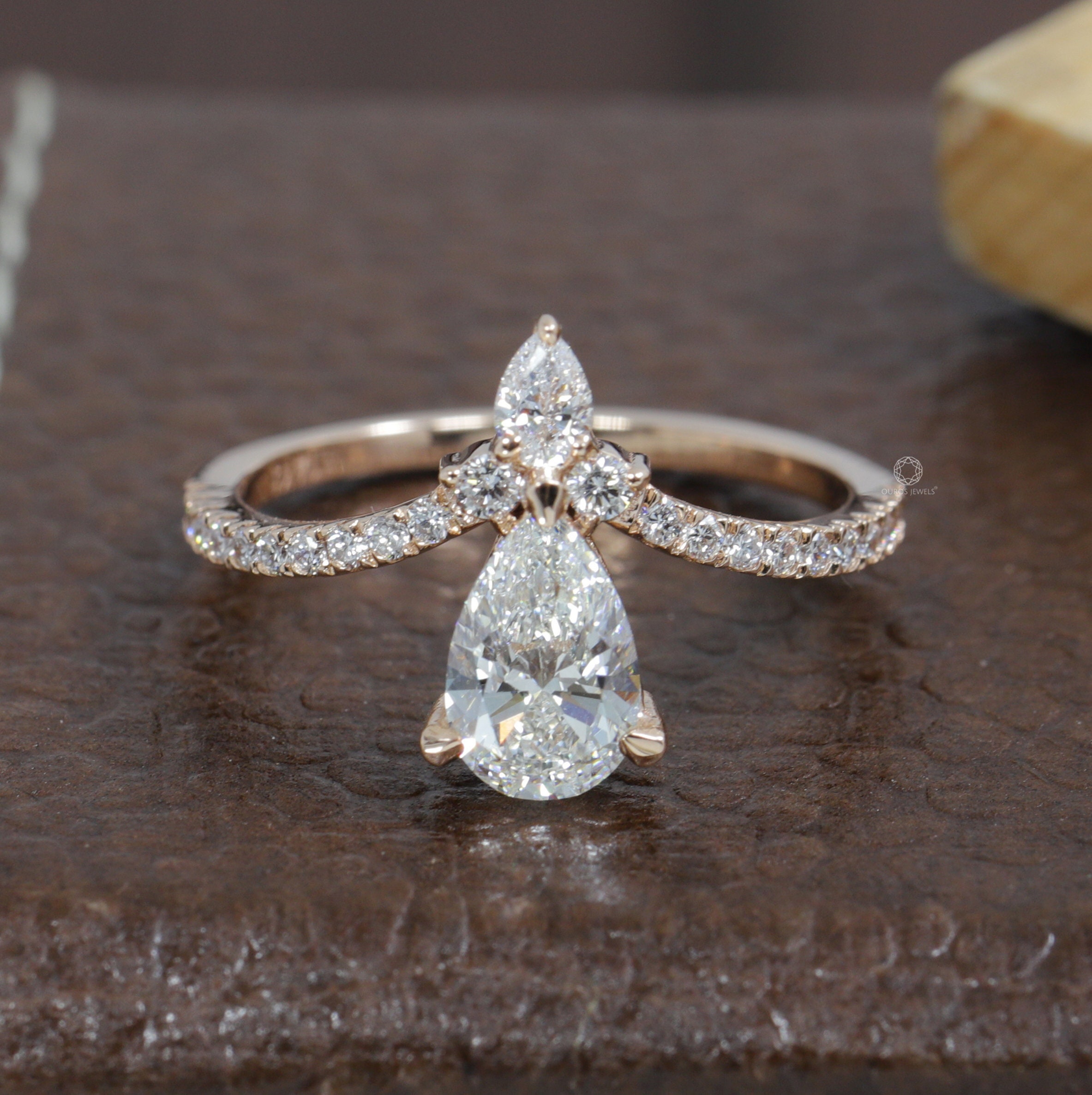Pear Diamond Ring/ Chevron Shaped Diamond Ring/ Claw Prongs Etsy