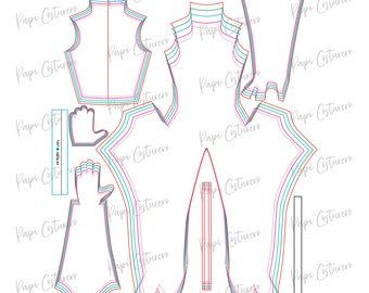 Cosplay Catsuit Patten xs to XL Sleeves with gloves, no finger and just big toe