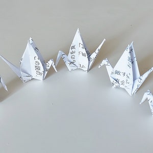 Origami Cranes from Recycled Paper